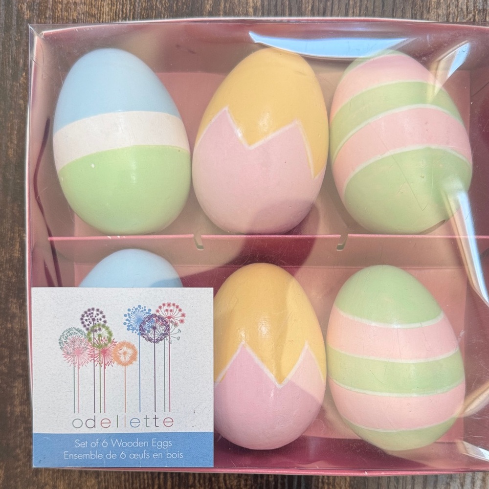 Odellette Pastel Wooden Easter Eggs - Set of 6